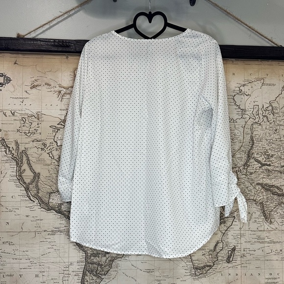 LES AMIS | BLACK & WHITE POLKA DOT BLOUSE W BOW TIE SLEEVES - Picture 4 of 6